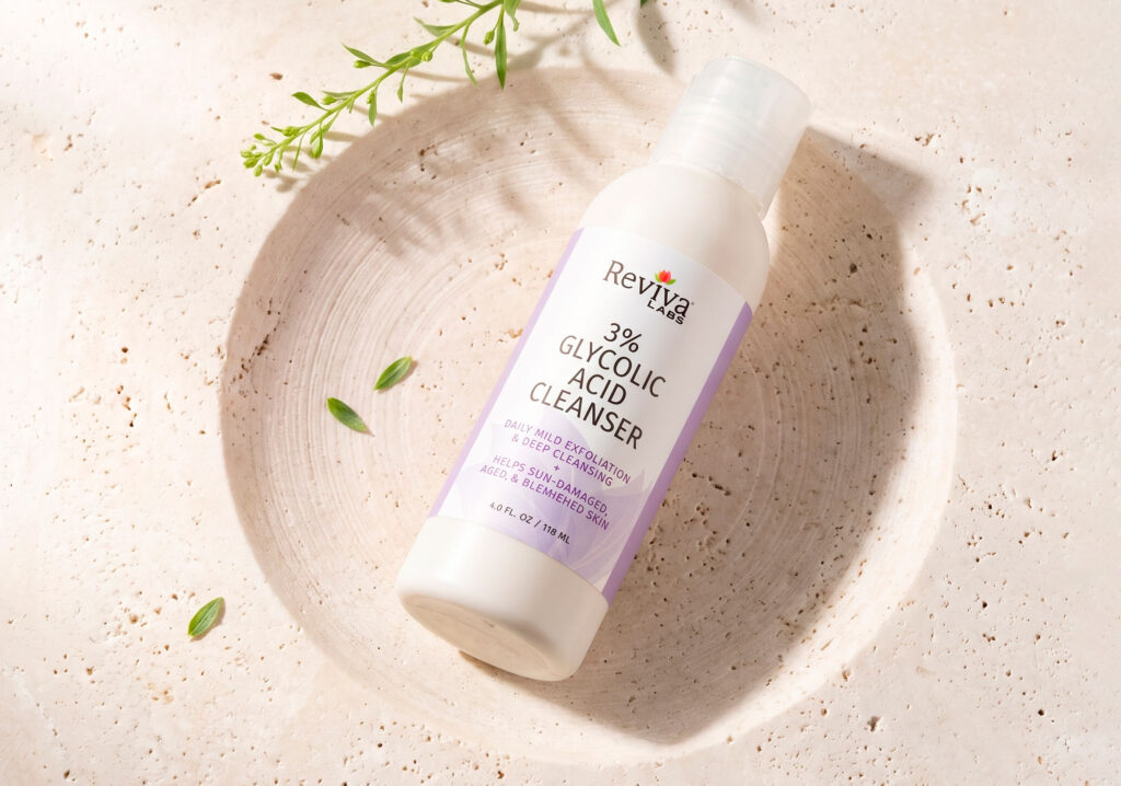Reviva Labs 3% glycolic acid cleanser bottle