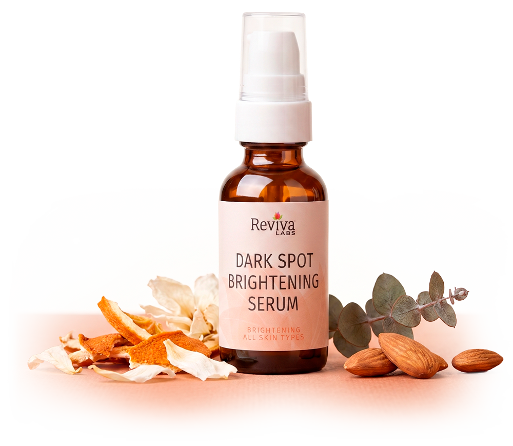 Dark spot brightening serum bottle with natural ingredients