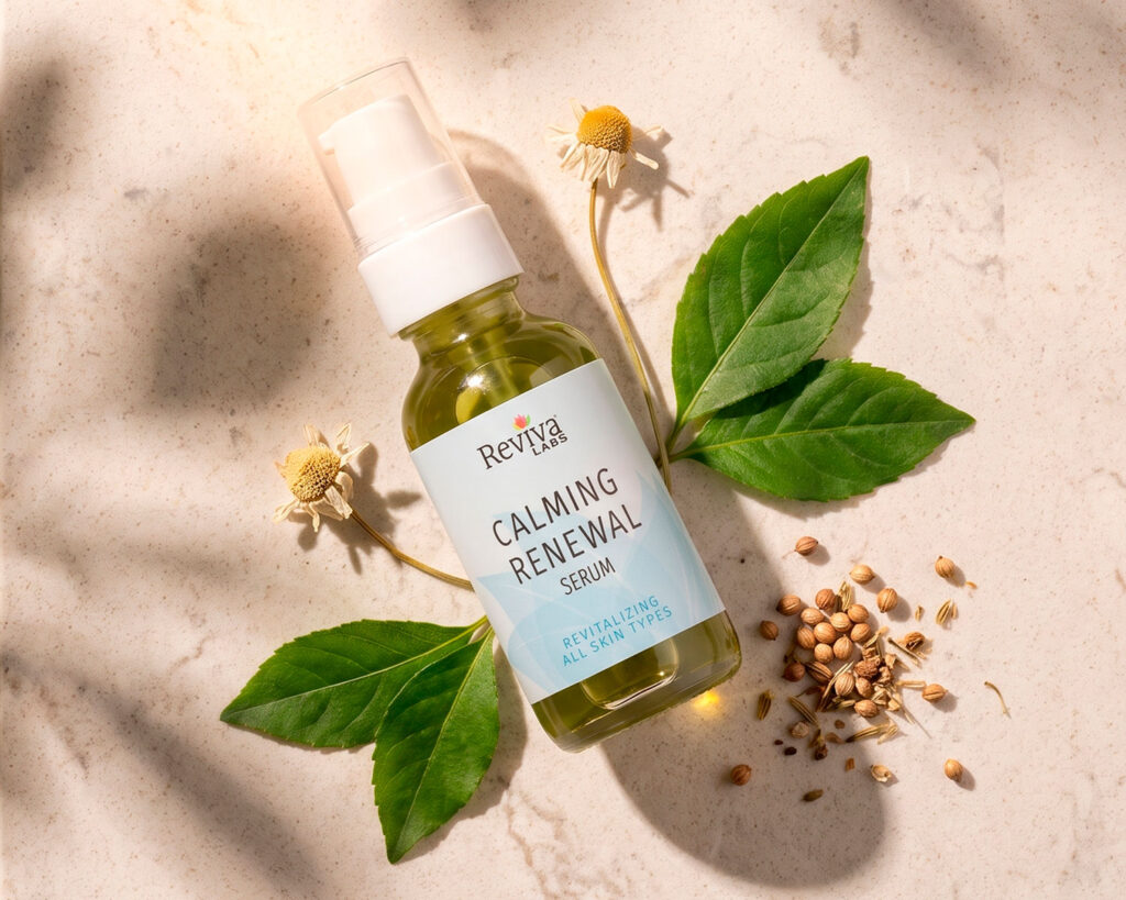 Reviva Labs Calming Renewal Serum with botanical ingredients