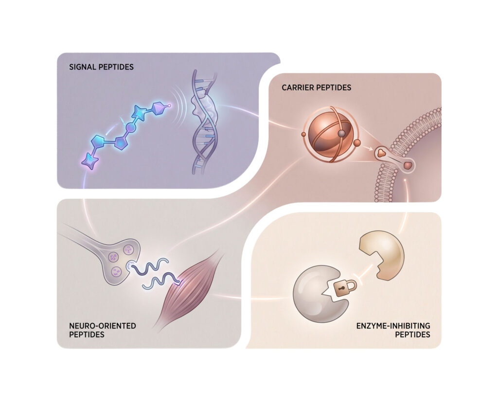 Illustrated categories of peptides and their biological functions