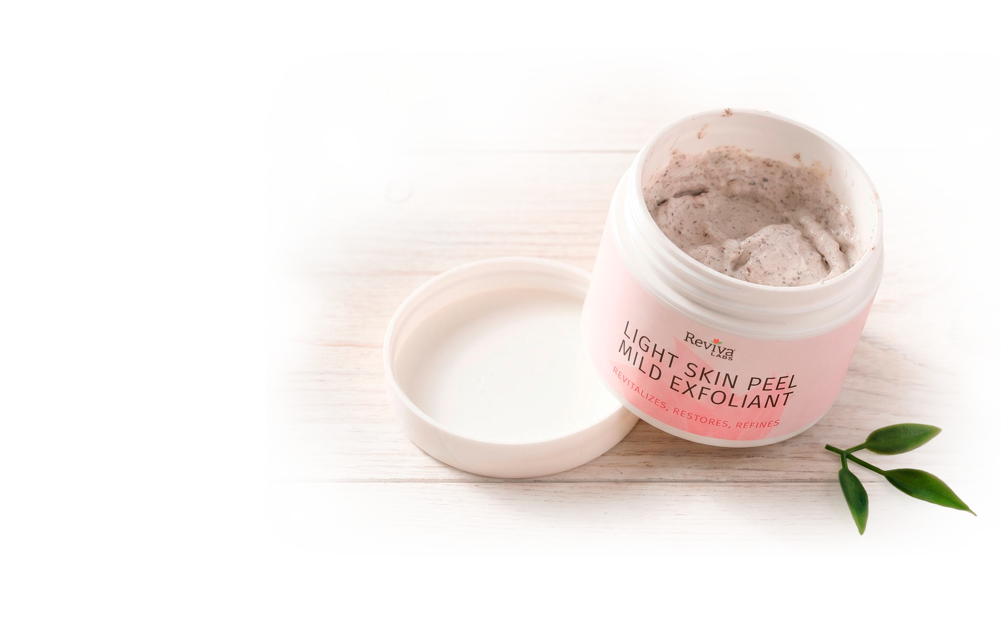 Open jar of Reviva Labs mild skin exfoliant